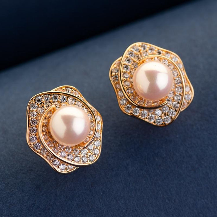 Pink Baroque Round Pearl Earring
